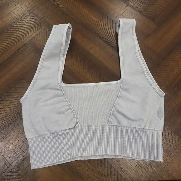 Free People Good Karma Square Neck Bra M/L Ice Grey - Picture 1 of 4